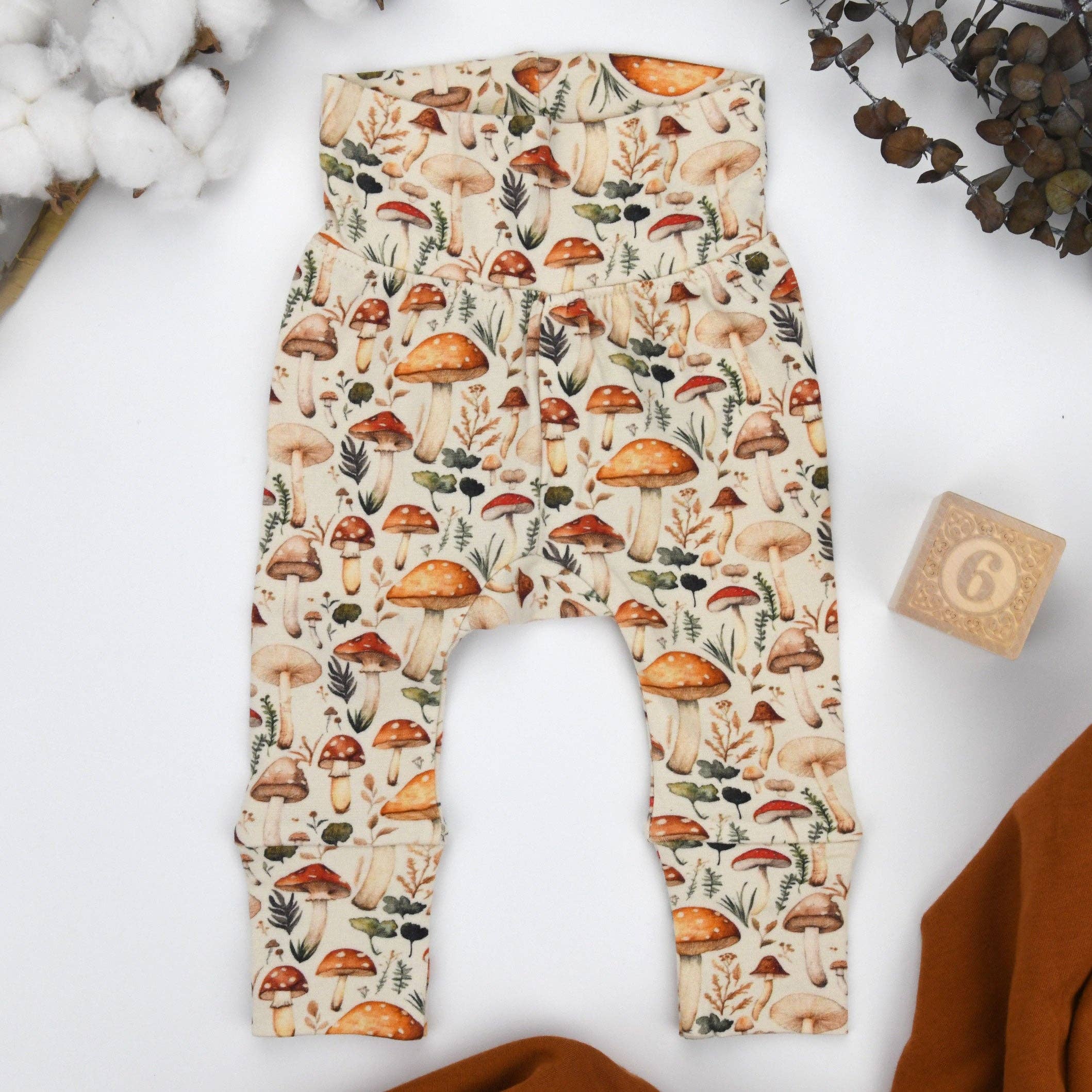 Organic Cotton High Waist Baby Pants, Fennel