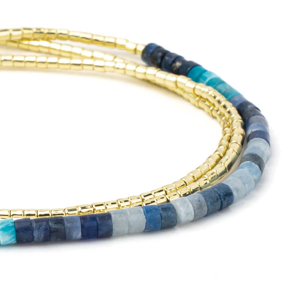 Ombre Stone Wrap: Midnight/Gold (Bracelet, Anklet, or Necklace!)