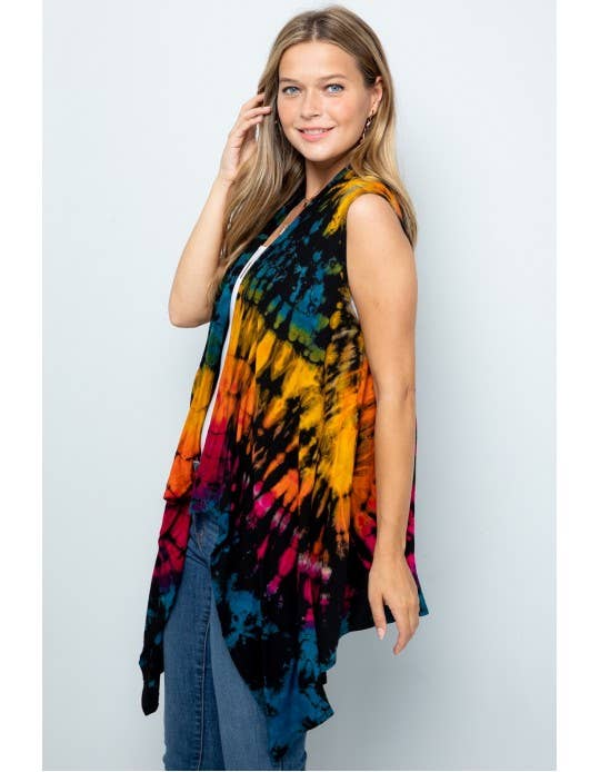 Tie-Dye Long Flowy Vest (TH-397)