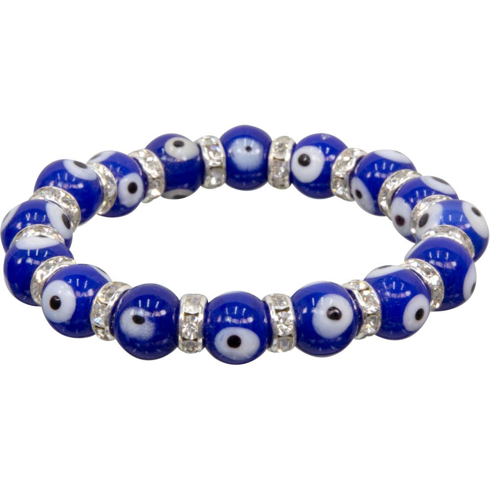 Blue Evil Eye Glass Beaded Elastic Bracelet Protection