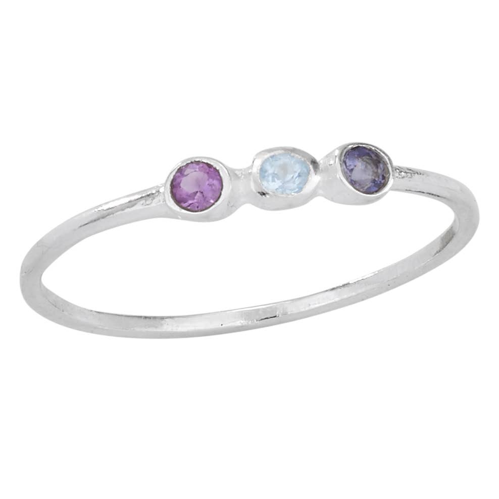 Triple Stone “Cool, Calm, Collected” Dainty Sterling Ring