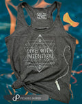 Grey Tank Top: Live with Intention, Gathered Racerback Shirt