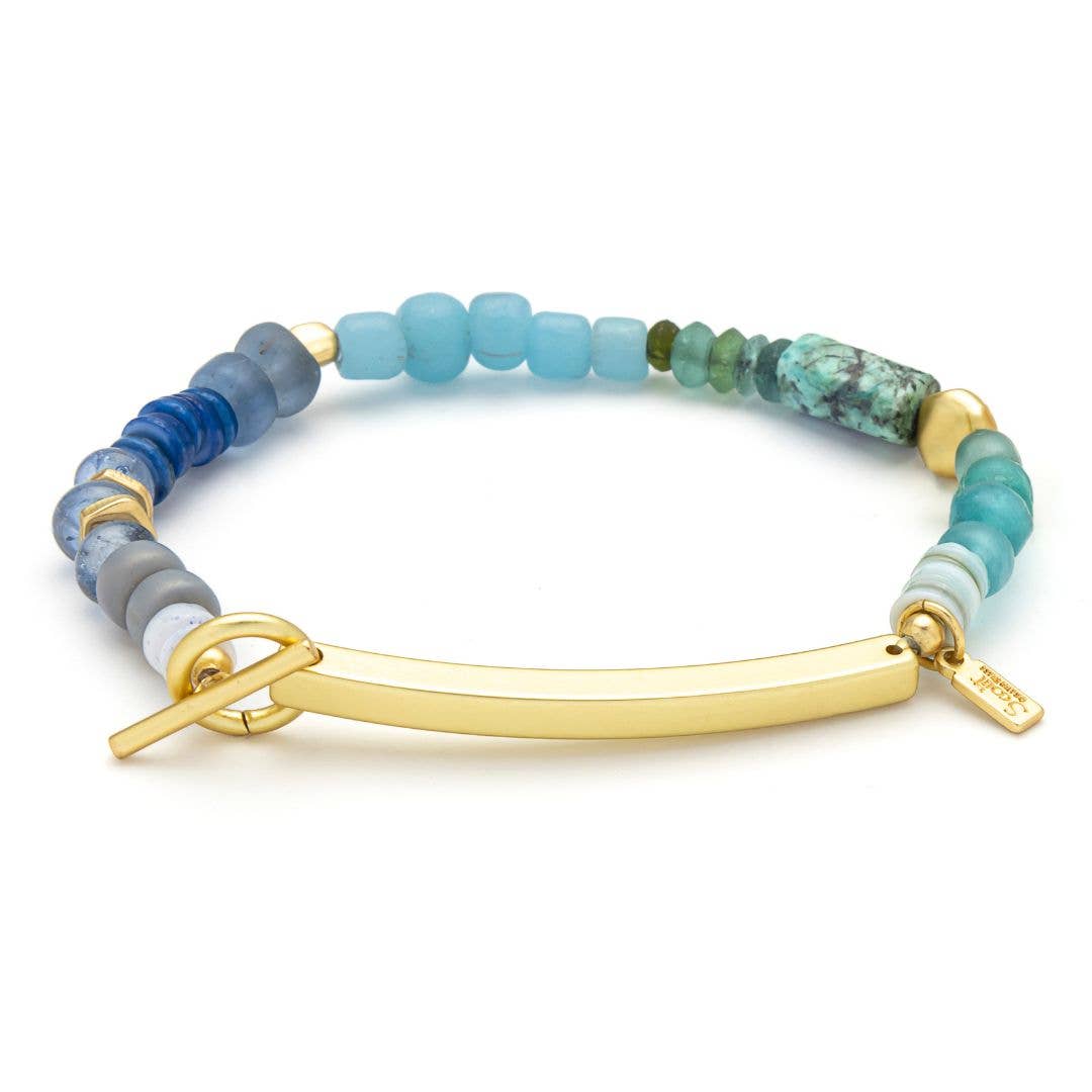 Hidden Message Bracelet: Brave/African Turquoise/Gold