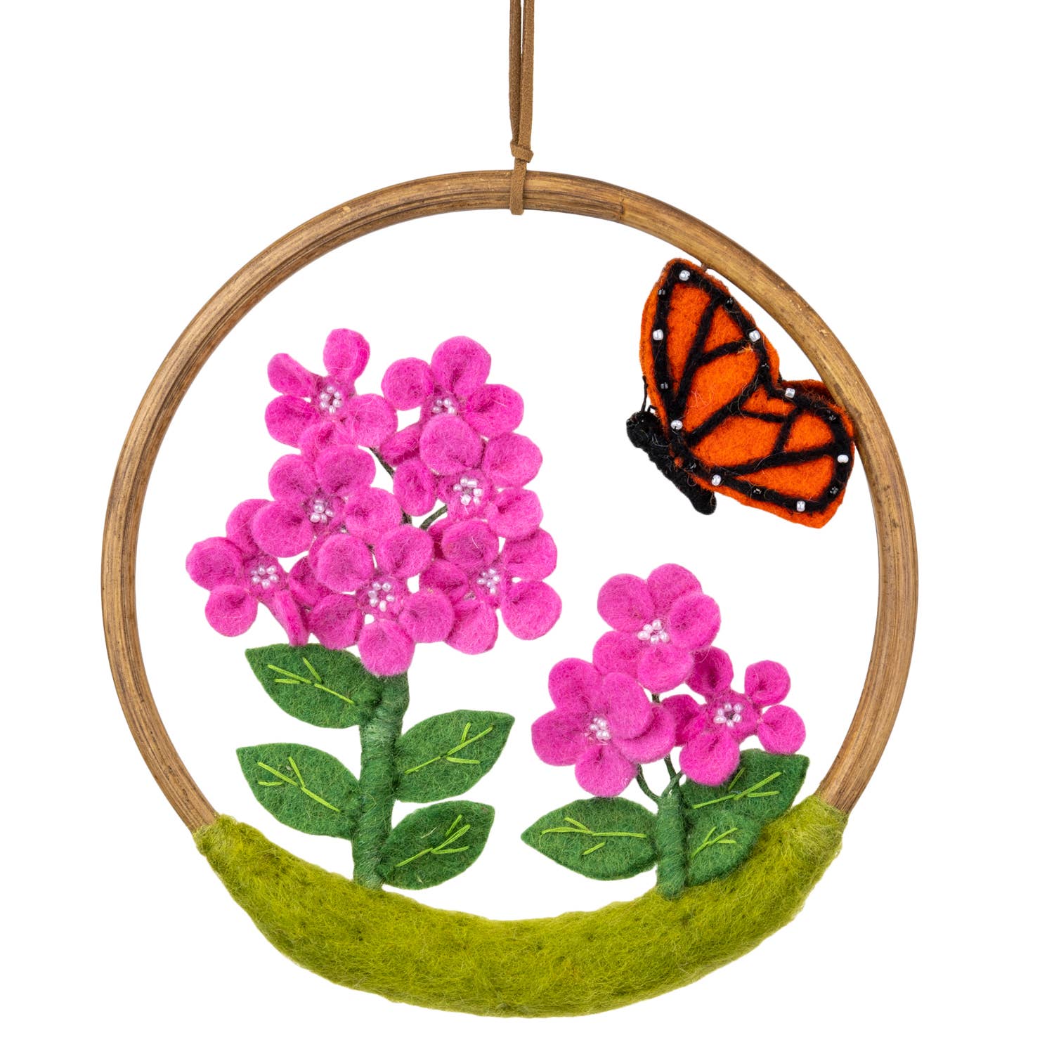 Pink Milkweed & Monarch Butterfly Flower Ring