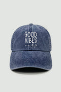 “Good Vibes Only” Baseball Cap Hat- Denim Blue
