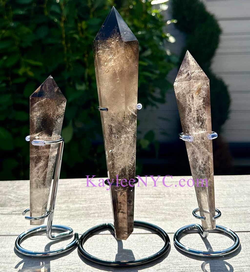 Natural Smoky Quartz Scepter on Stand