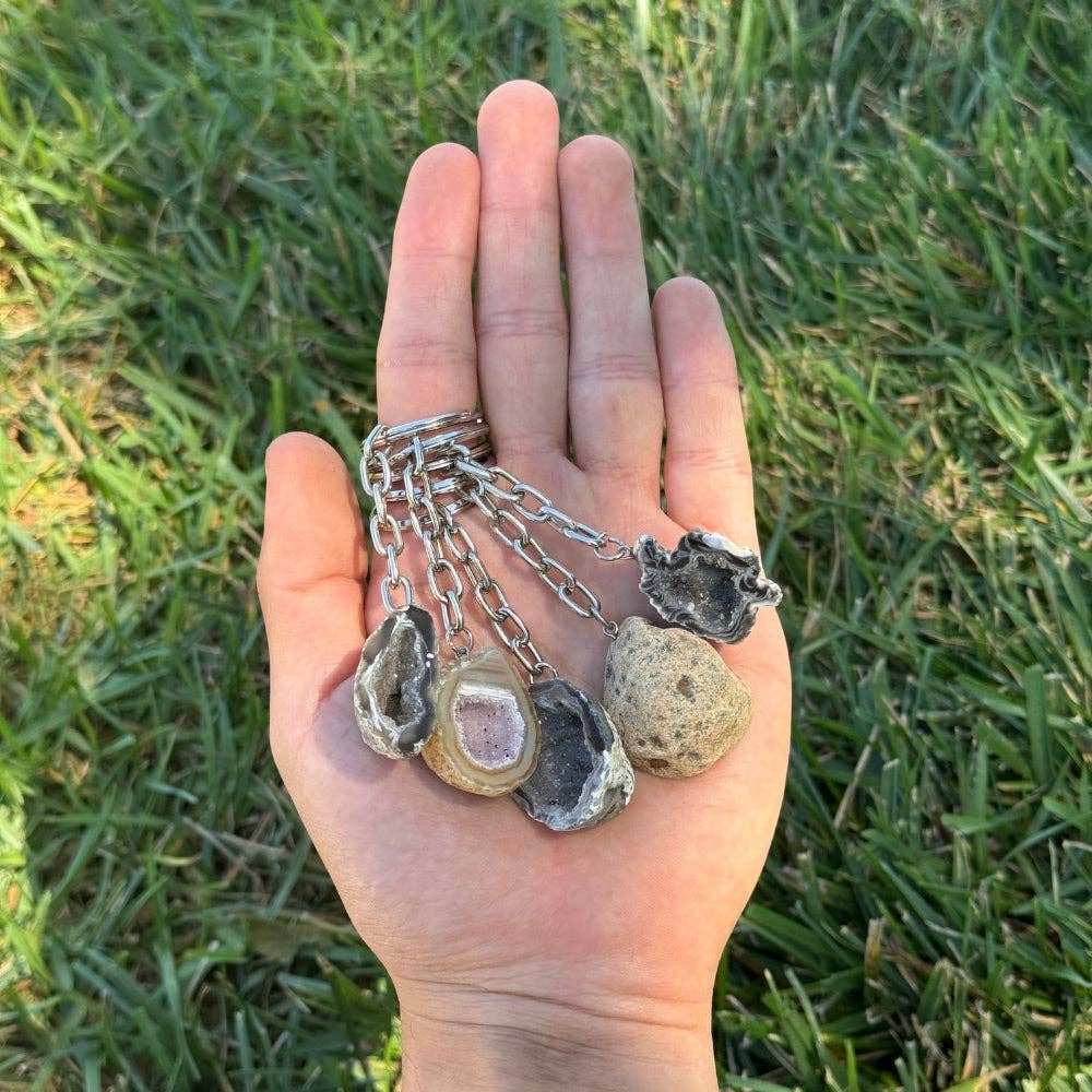 Keychain - Raw Agate Geode