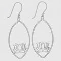 Lotus Blossom Sterling Elongated Hoop Earrings