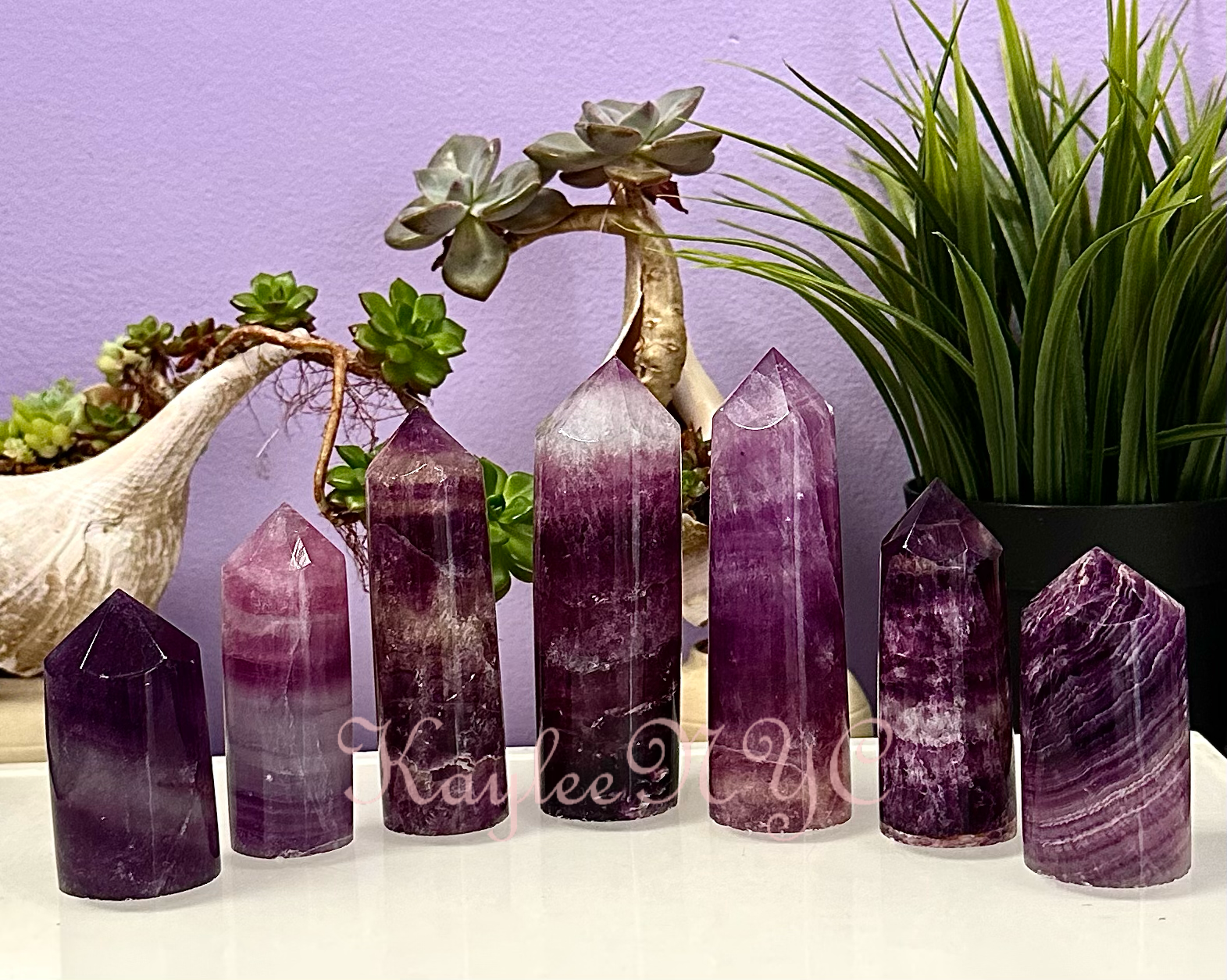 Purple Banded Fluorite Crystal Obelisk Tower
