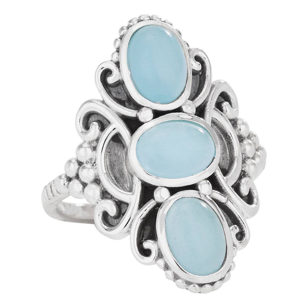 Triple Chalcedony Sterling Silver Ring