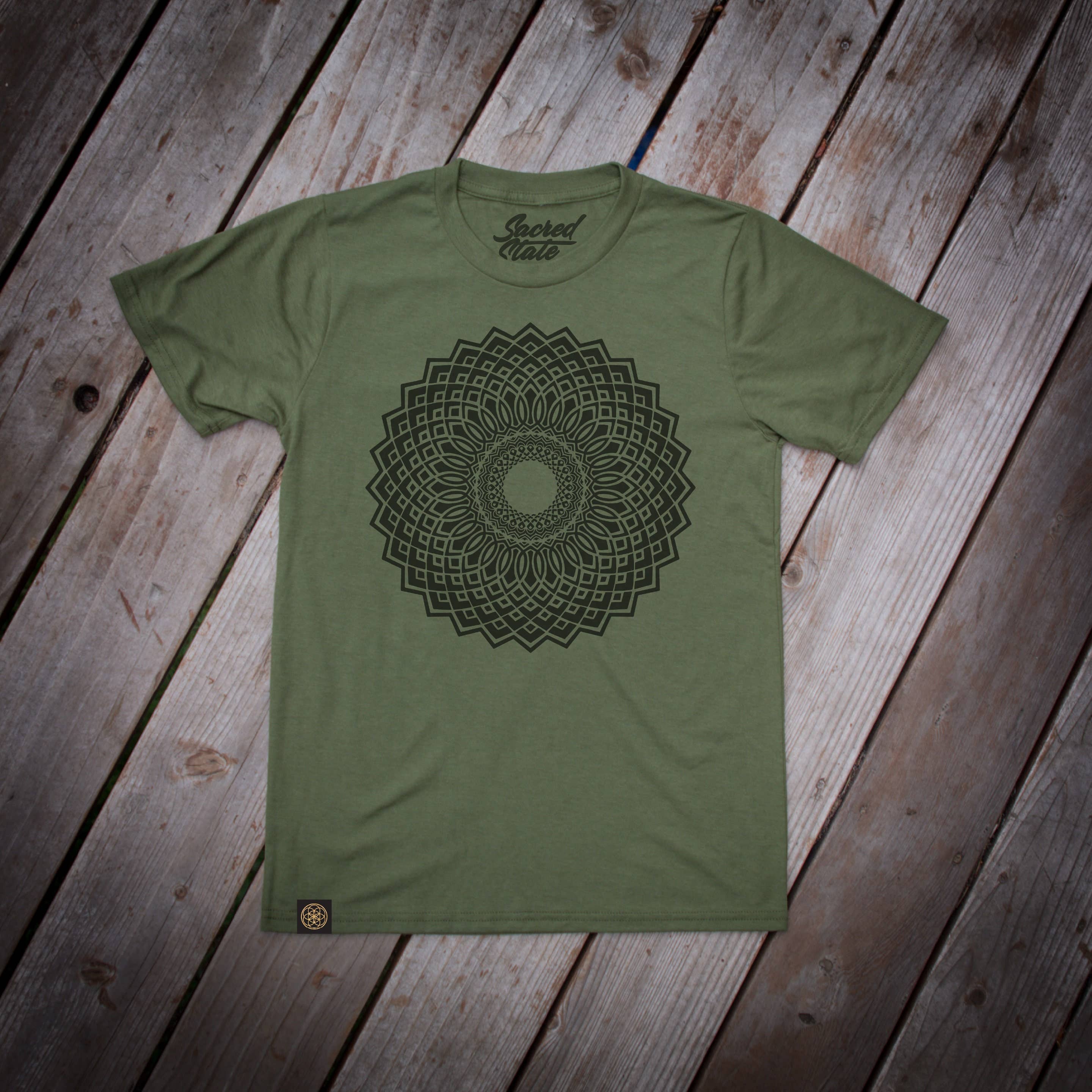 Bloom Hemp Organic Mandala Lotus Sacred Geometry Yoga Tee