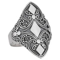 “Marisa” Sterling Silver Diamond Shape & Scroll Ring