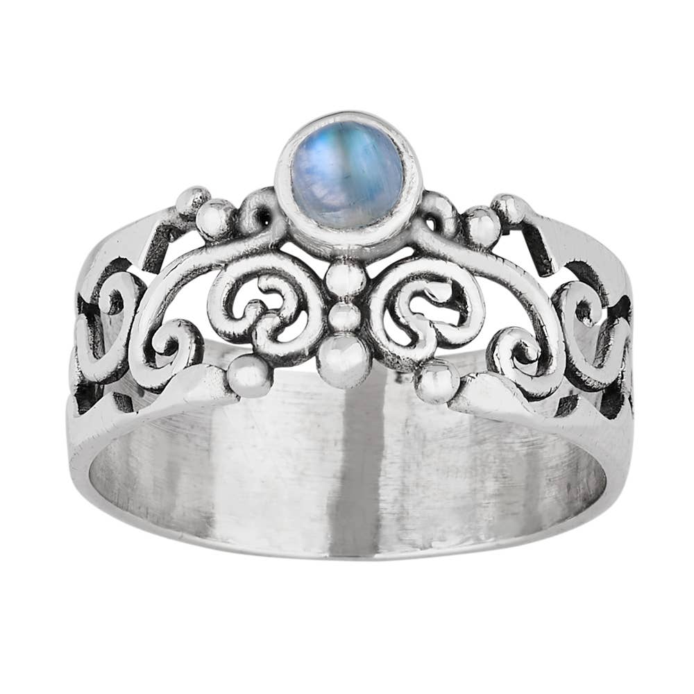 Rainbow Moonstone”Cosmic Love” Sterling Silver Ring
