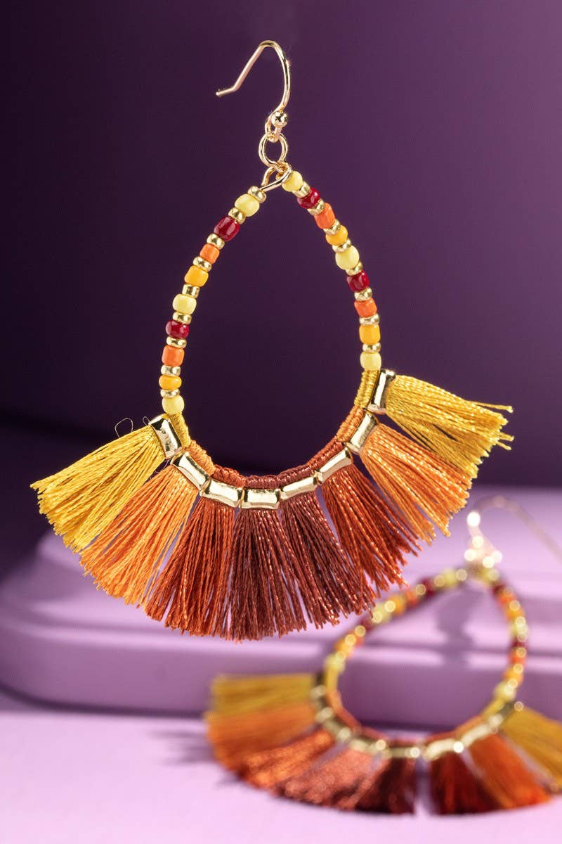 Sunset Multicolor Boho Tassel Earrings