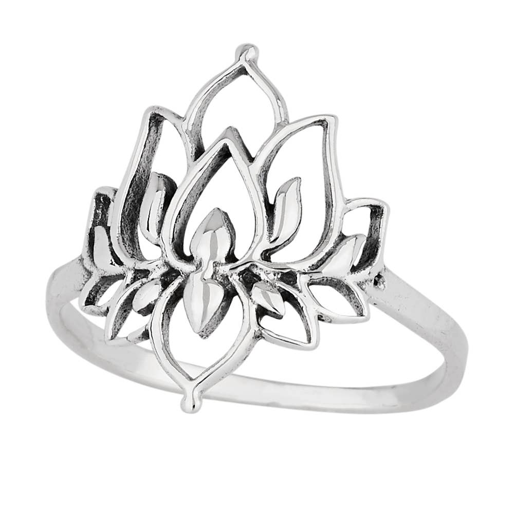 Lotus Flower Sterling Silver Ring