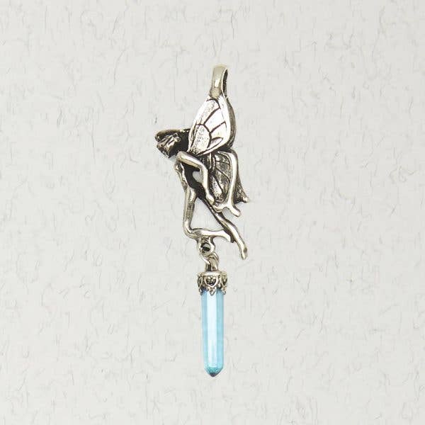 Fantasy Pewter Pendant with Crystal - Dancing Fairy