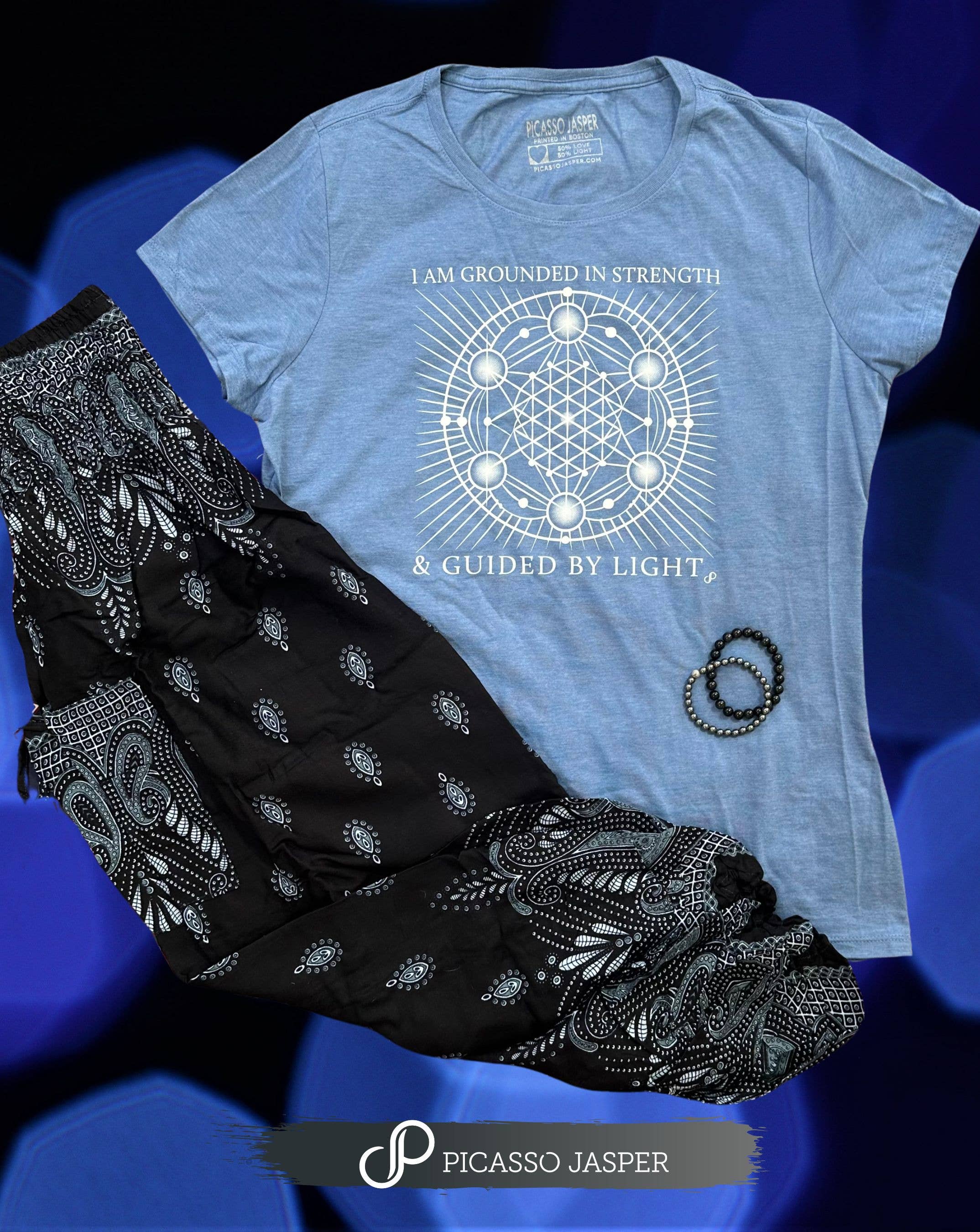 Blue T-Shirt: I Am Grounded in Strength Scoop Neck Tee