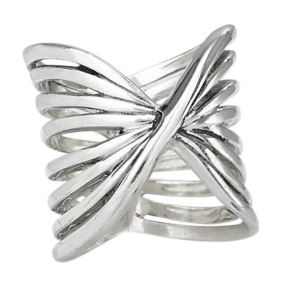 “Do The Twist” Thick Sterling Silver 8 Band Ring