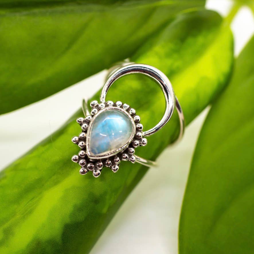 Sterling Silver Moonstone Aura Ring