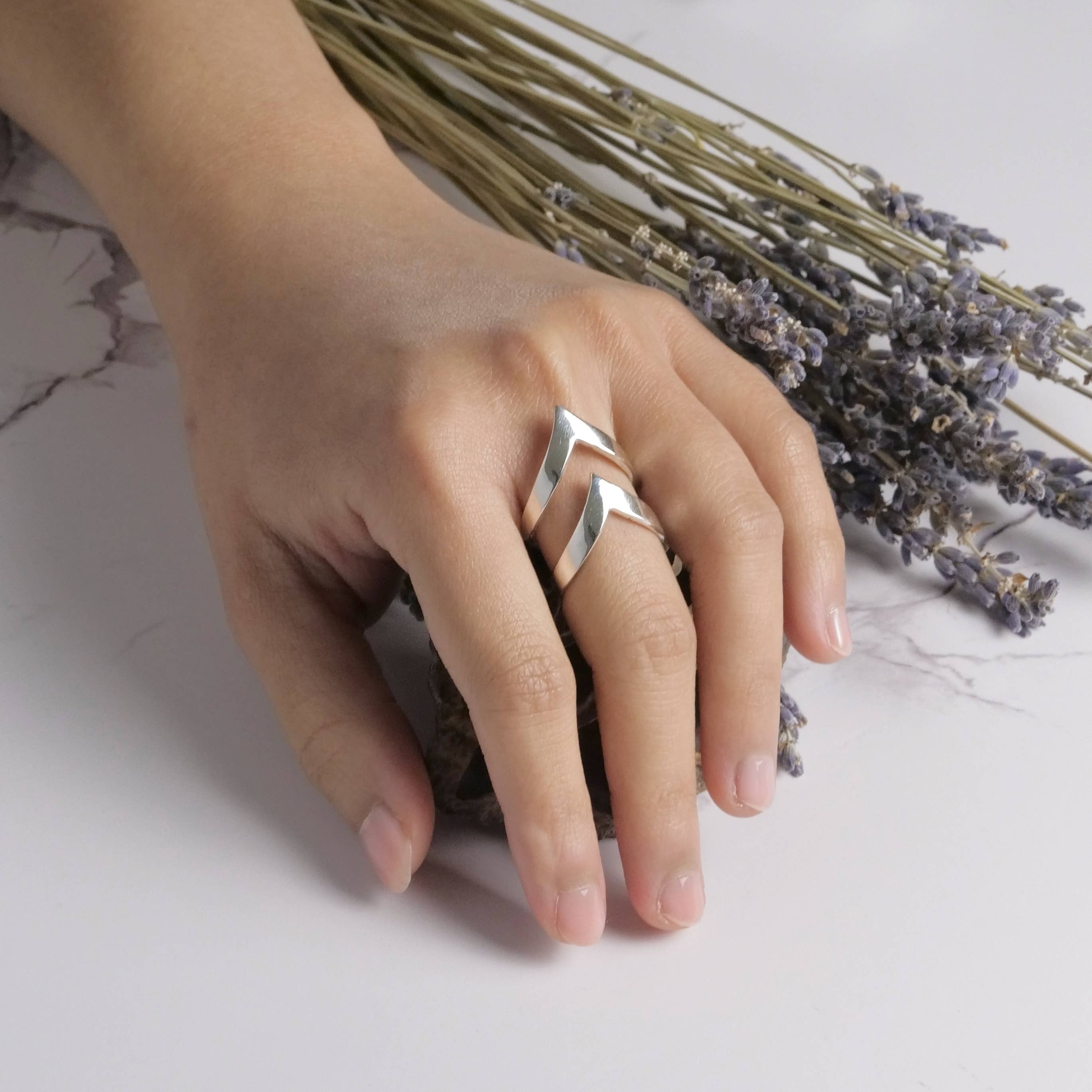 Sterling Silver Double Chevron Ring