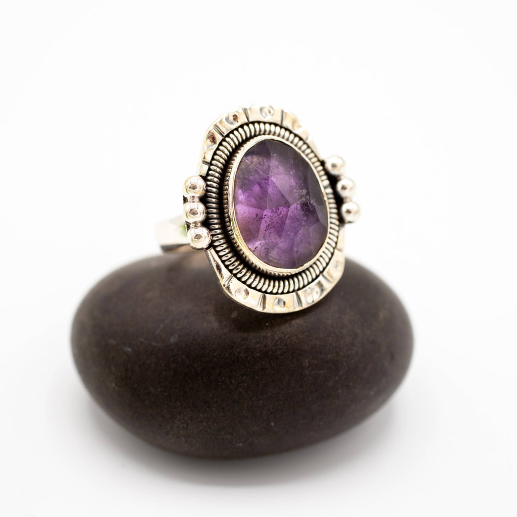 Sterling Silver Amethyst Goddess Ring