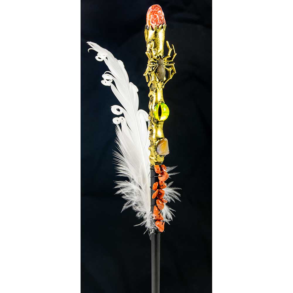 Magic Wand-Gold Stone Banded Agate Yellow Dragon Eye Spider