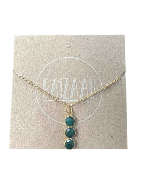 Brass Triple Ruby Stone Necklace