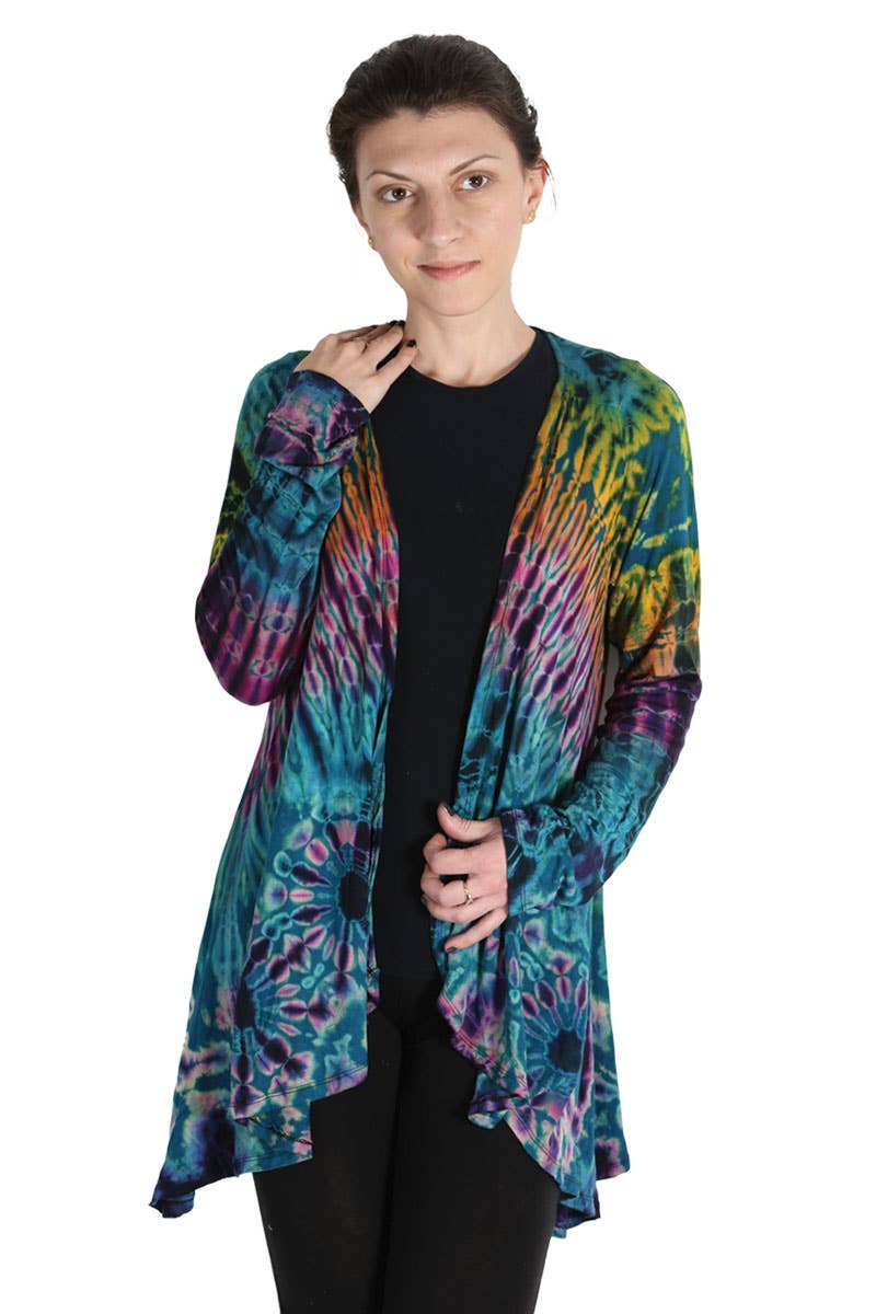 Tie Dye Flowy Long-Sleeve Cardigan (TH-369)