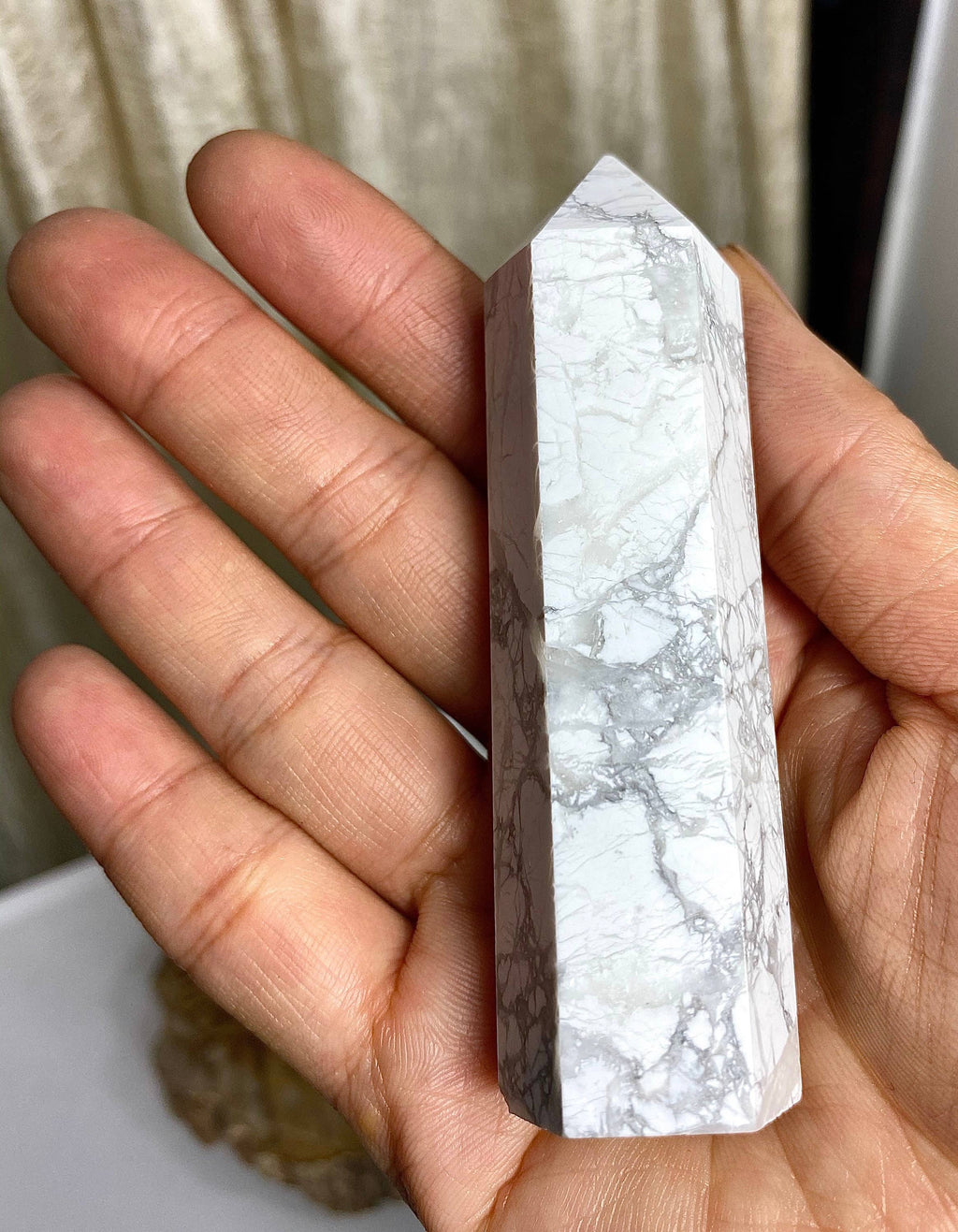 Howlite Obelisk Tower Point Crystal Natural Energy