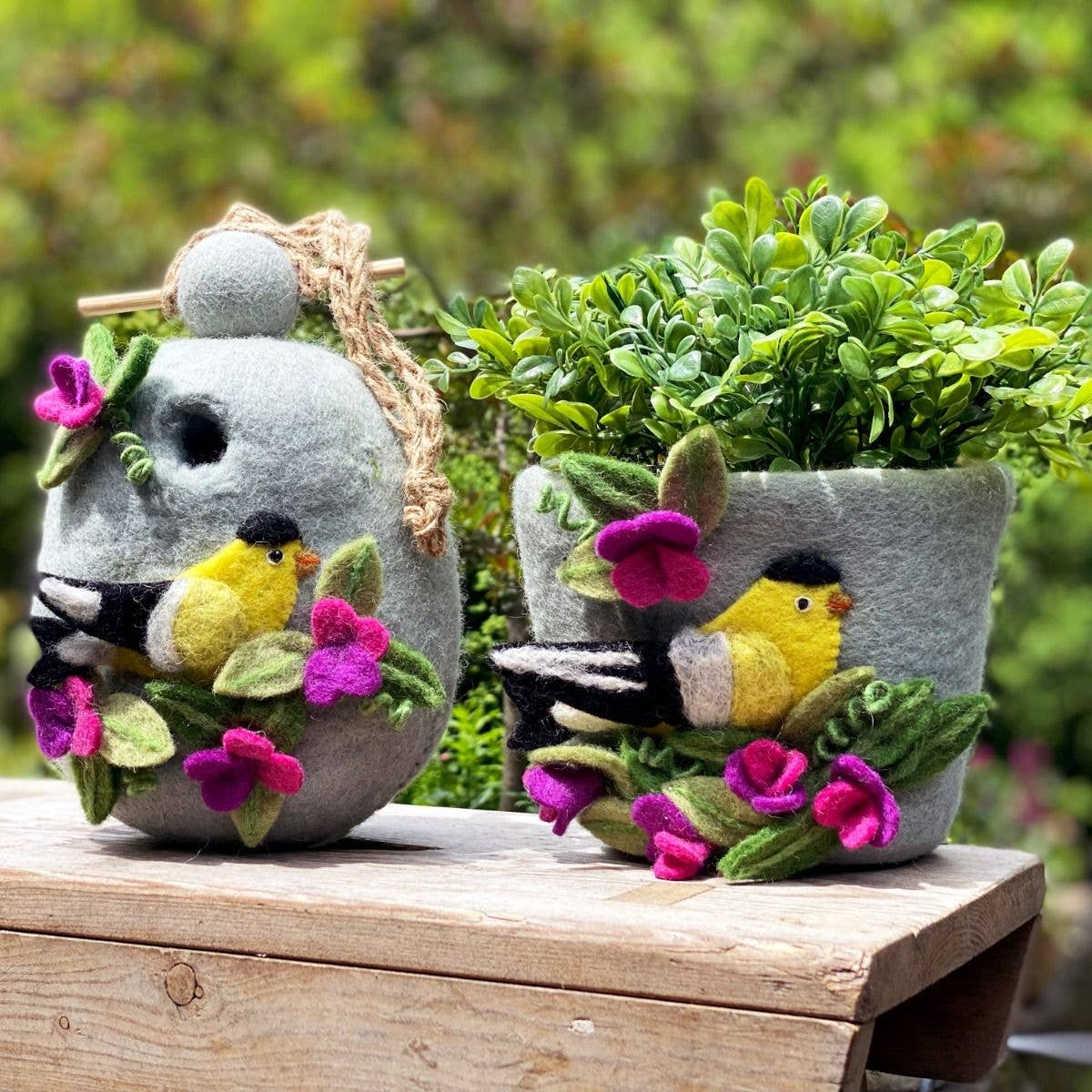 Wool Felt Sweetpea Goldfinch Birdhouse