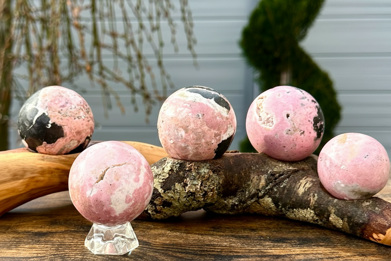 Peruvian Pink Rhodonite Sphere Crystal Ball