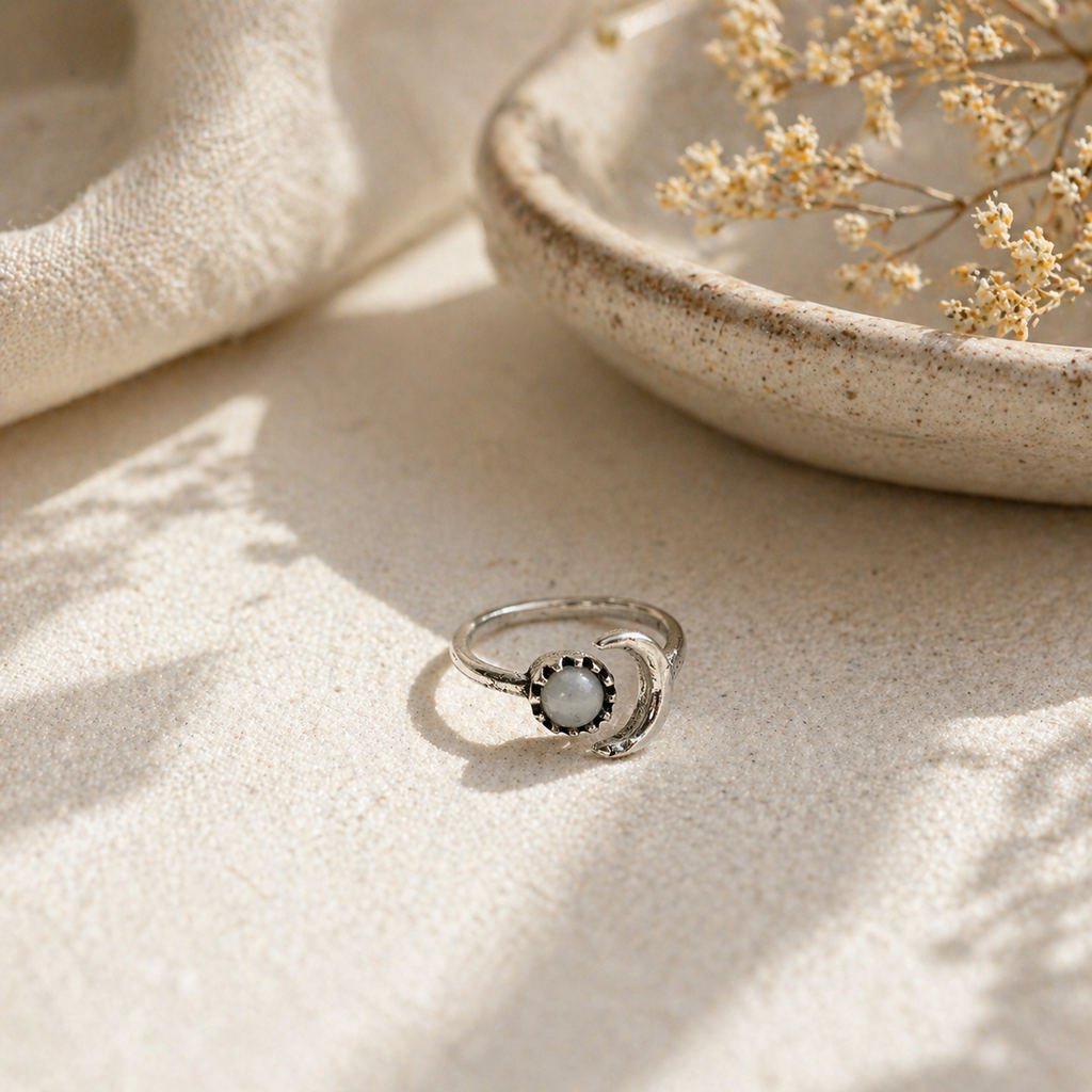 Tanvi Collection Ring - Silver with Moonstone
