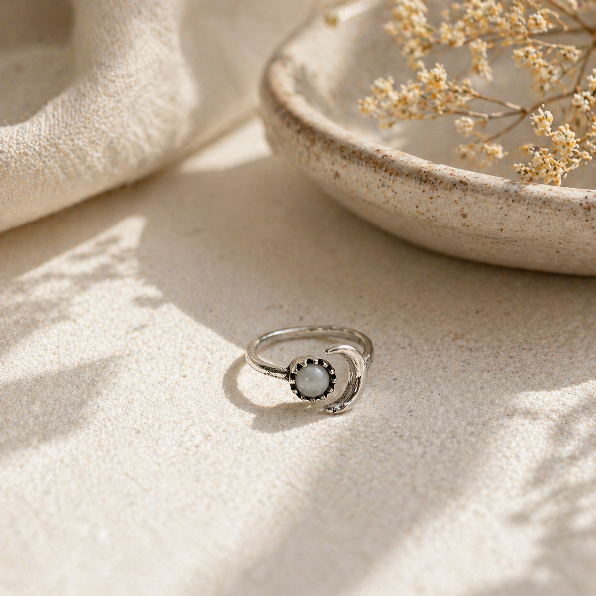 Tanvi Collection Ring - Silver with Moonstone