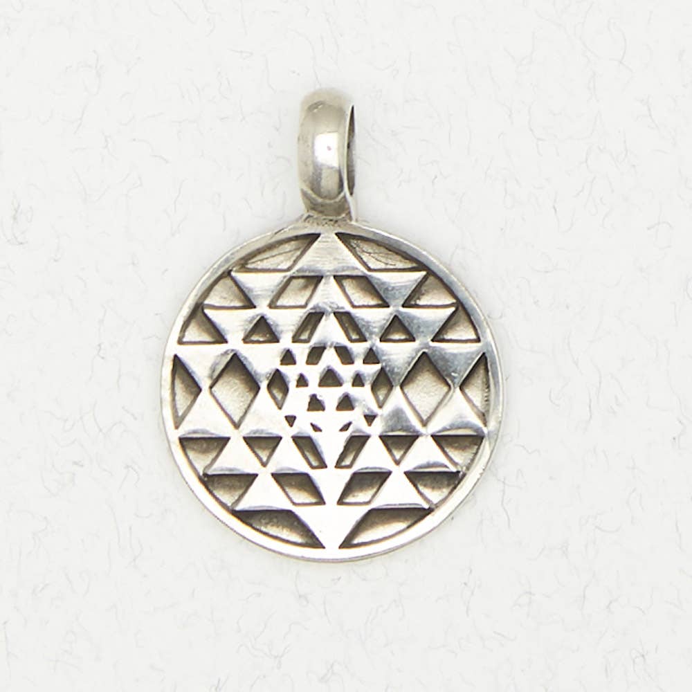 VEDA- Hindu Pewter Pendant Necklace - Sri Yantra