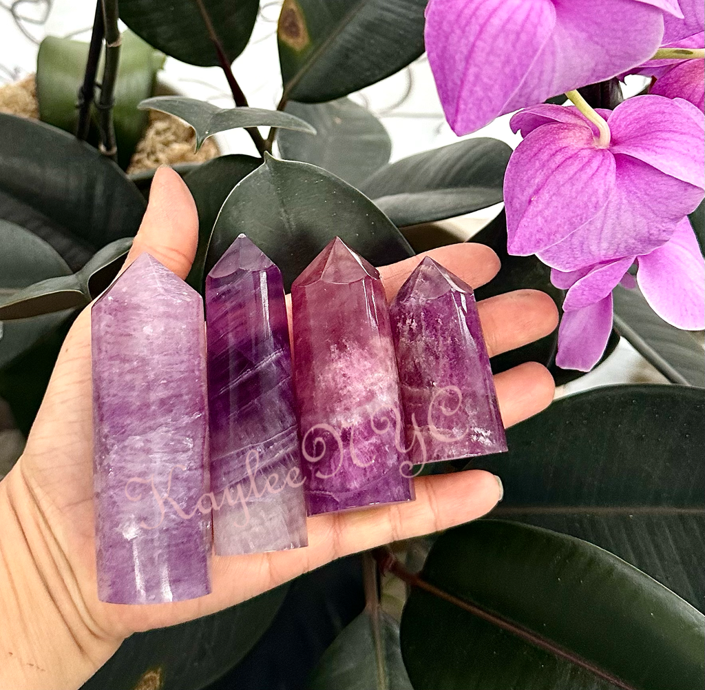 Purple Banded Fluorite Crystal Obelisk Tower