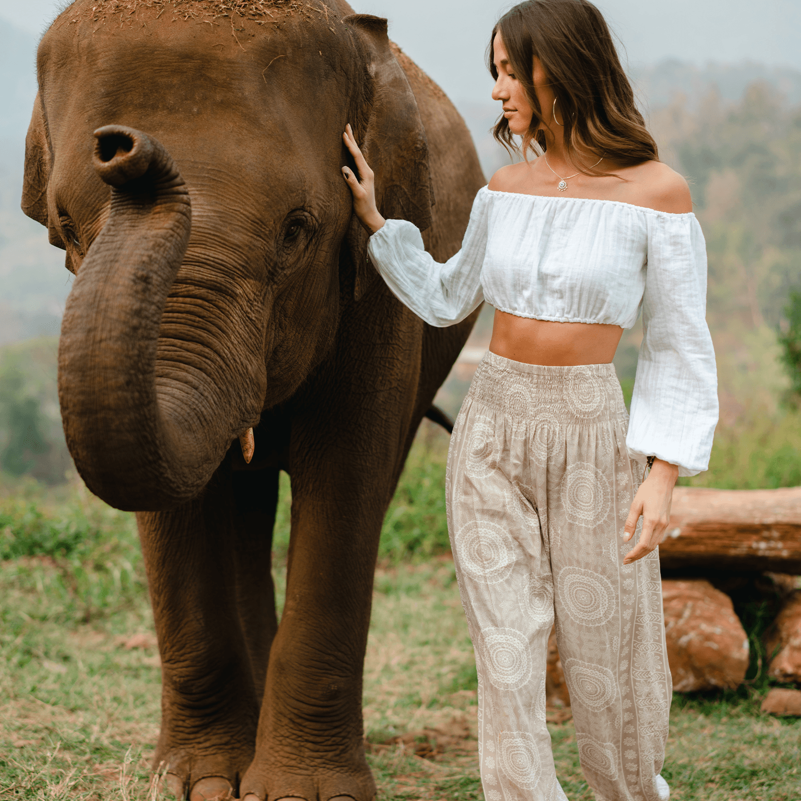 Tan Sahara Harem Pants with Pockets