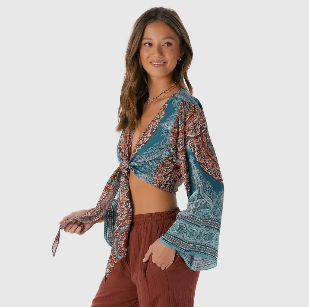 Lotus & Luna: Canggu Bell Sleeve Daydreamer Yoga Wrap Top