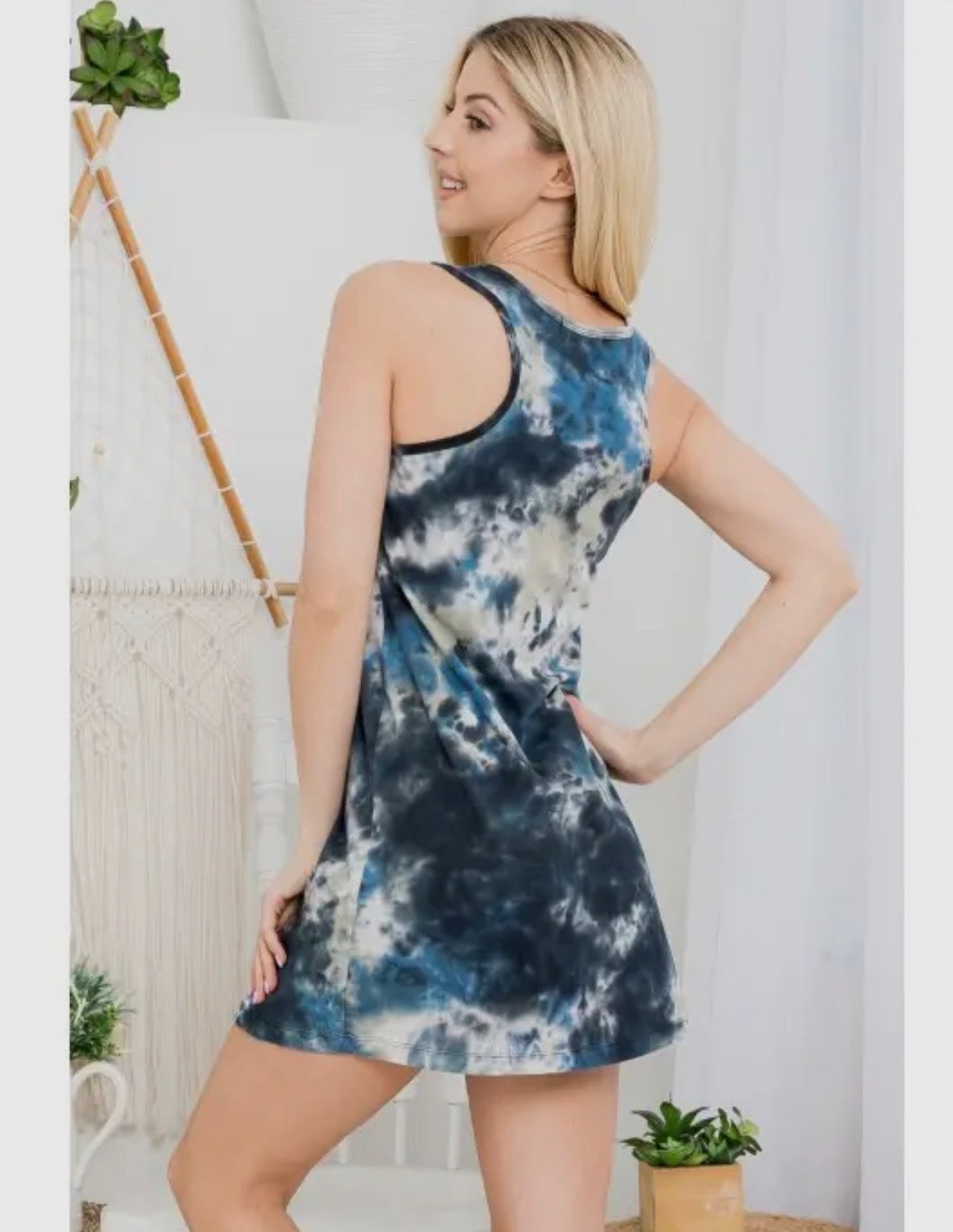 Sun & Moon Blue Tie-Dye Tunic Tank Dress