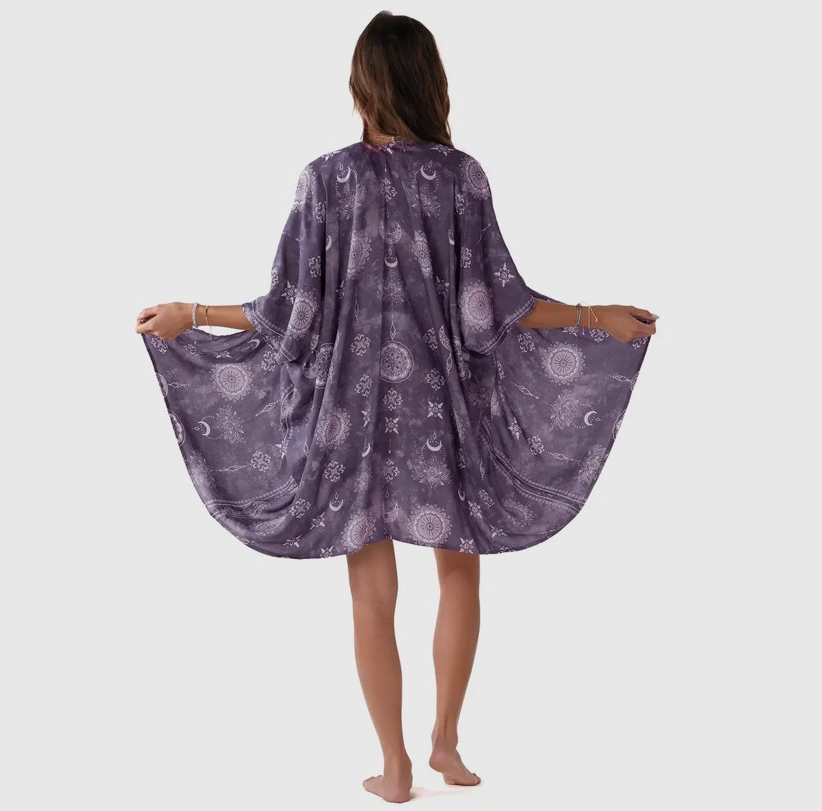 Lotus & Luna: Celestial Moon Plum Yoga Kimono