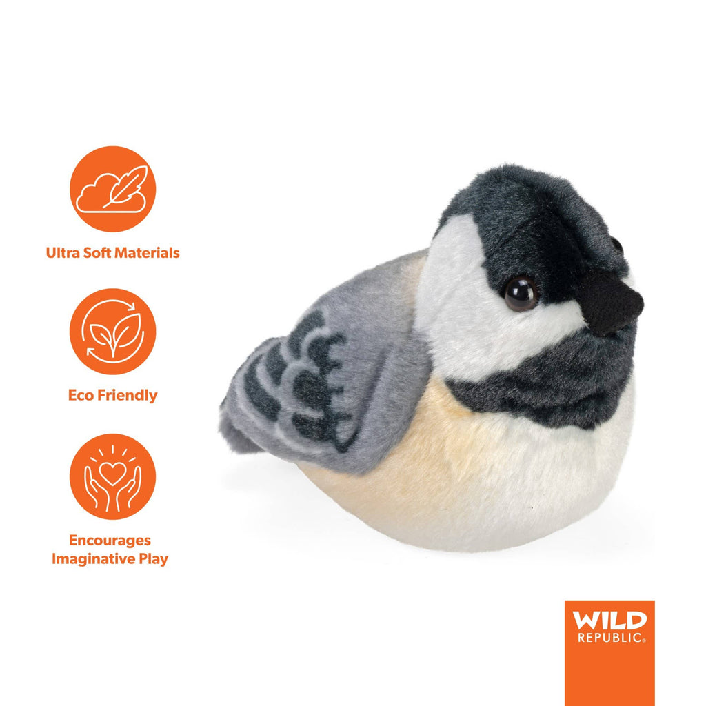 Maine Black-Capped Chickadee Stuffed Animal with Sound 5.5"