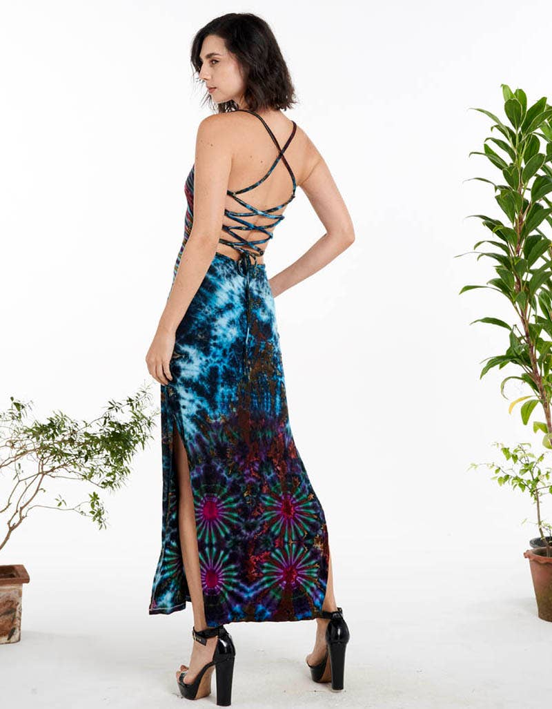 Tie Due Slinky Skinny Strap Long Tank Dress (TH-1831)