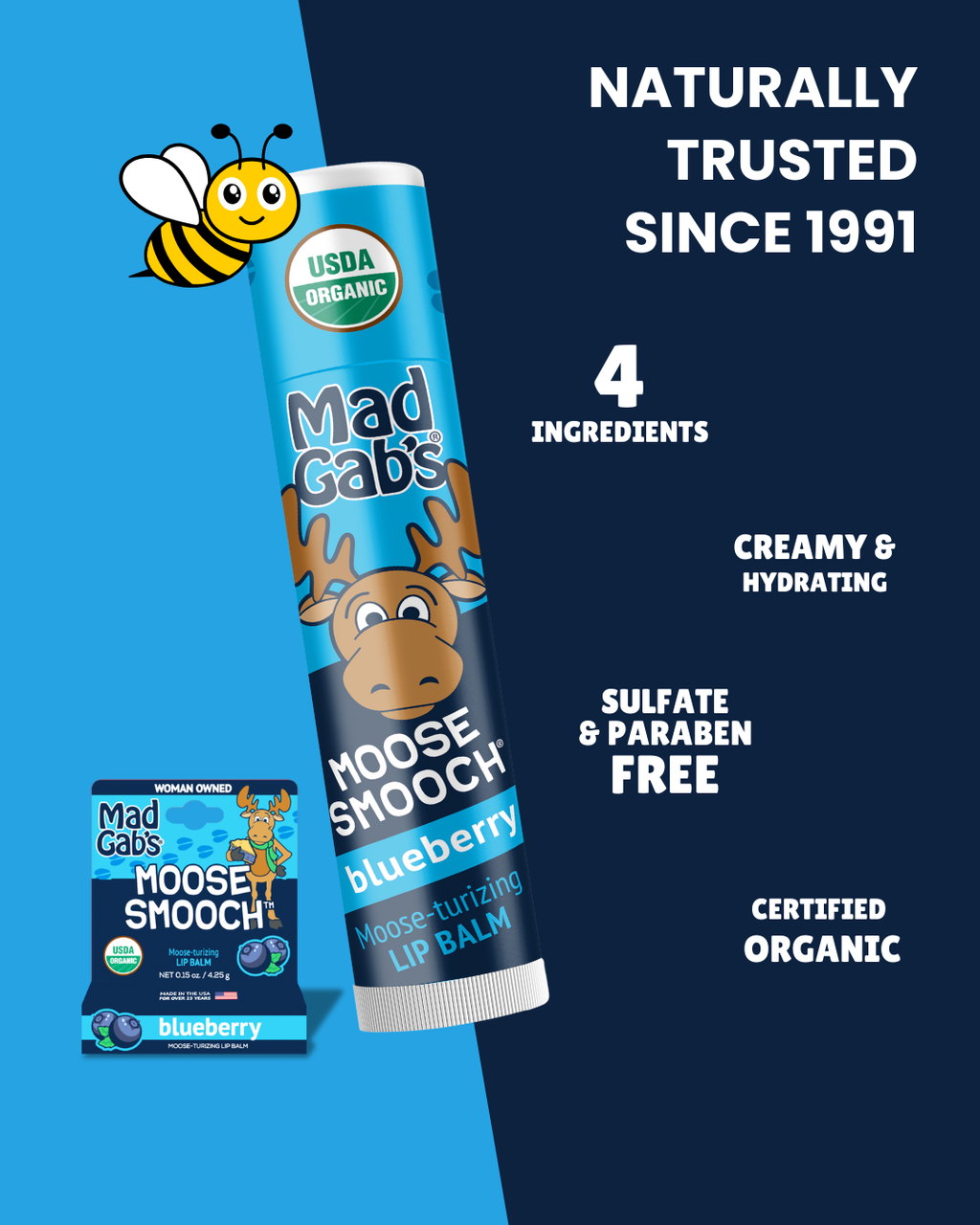 Organic Moose Smooch Blueberry Lip Balm POP
