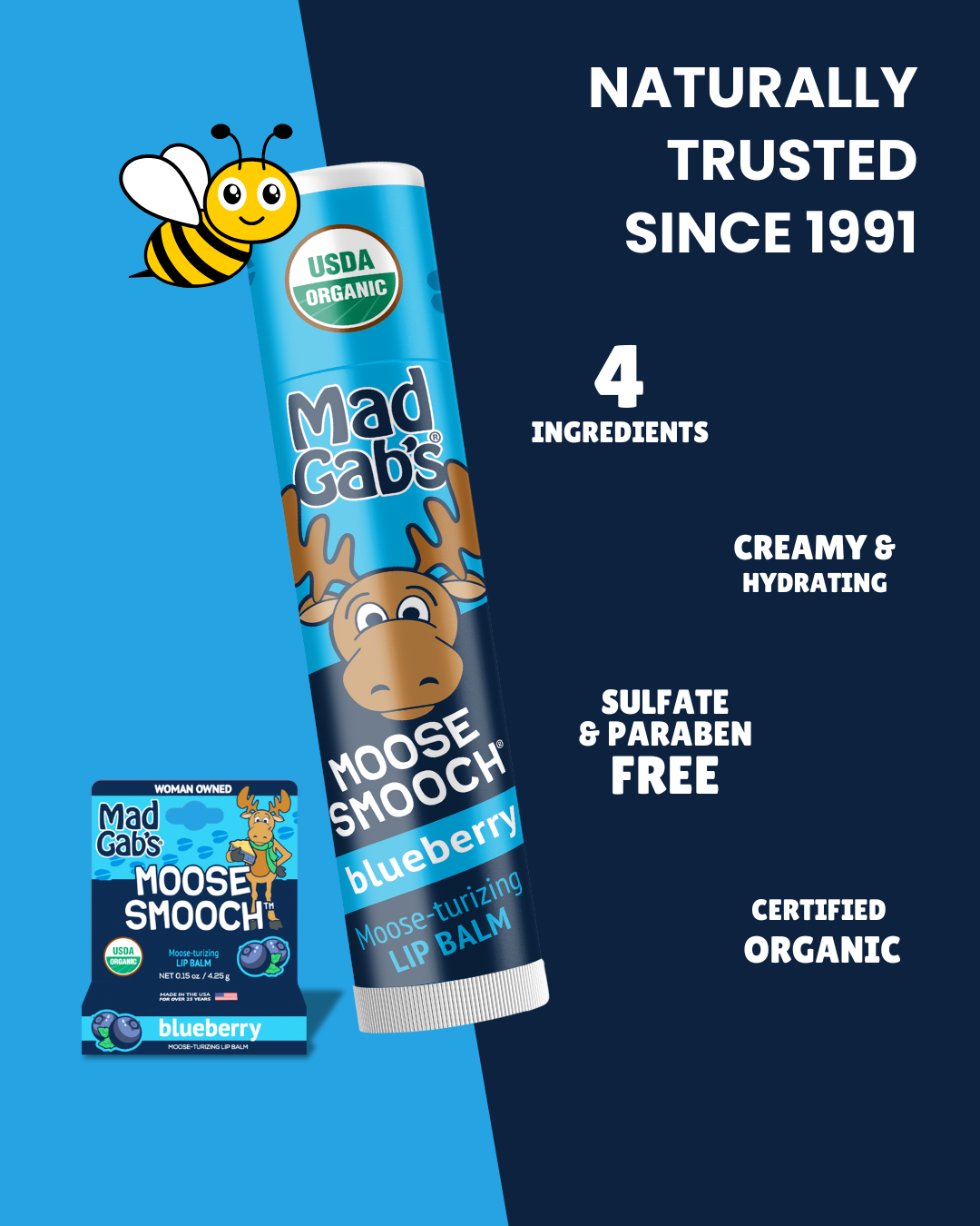 Organic Moose Smooch Blueberry Lip Balm POP