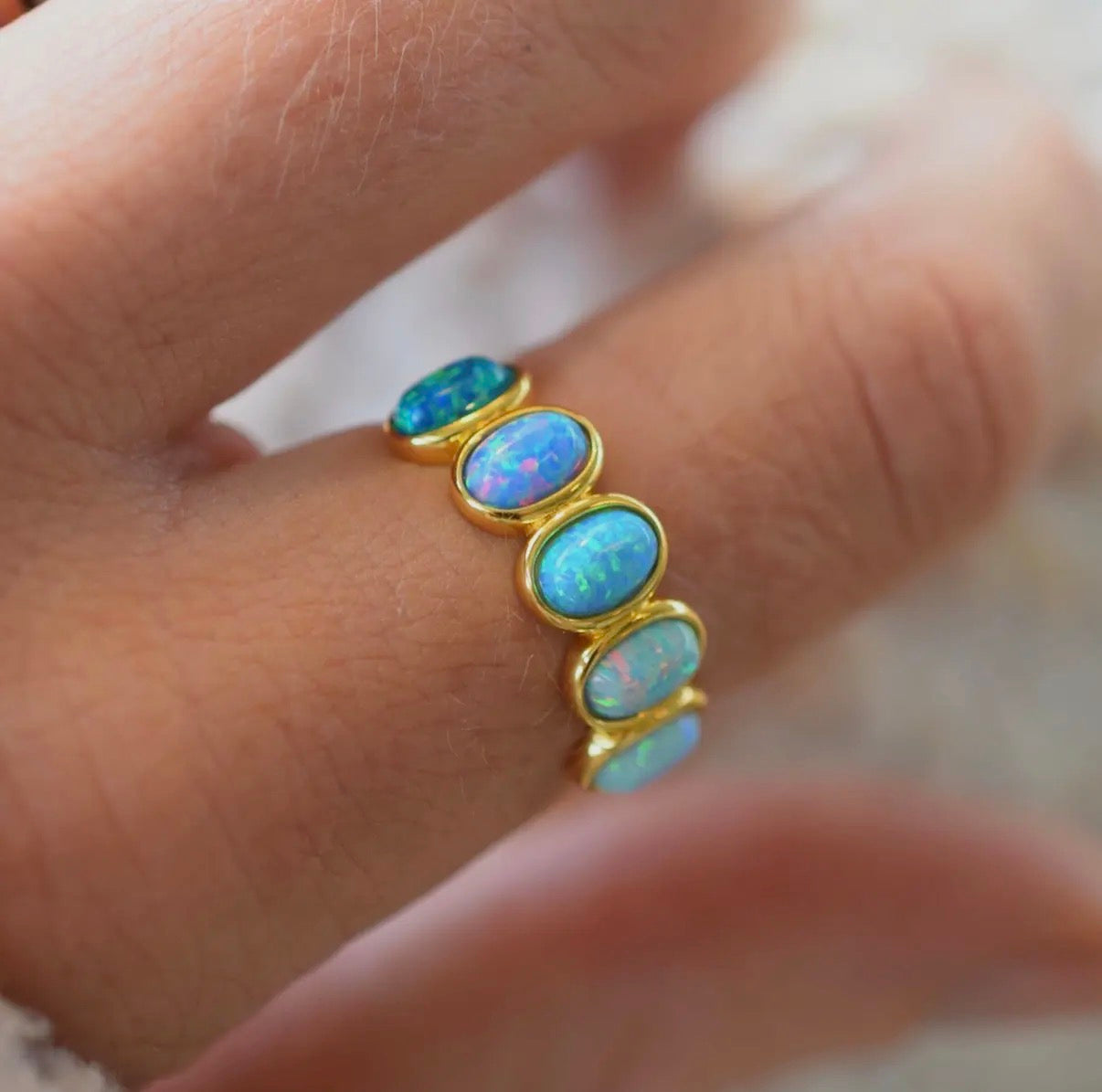 Blue Opal Ombré Candy Band Ring