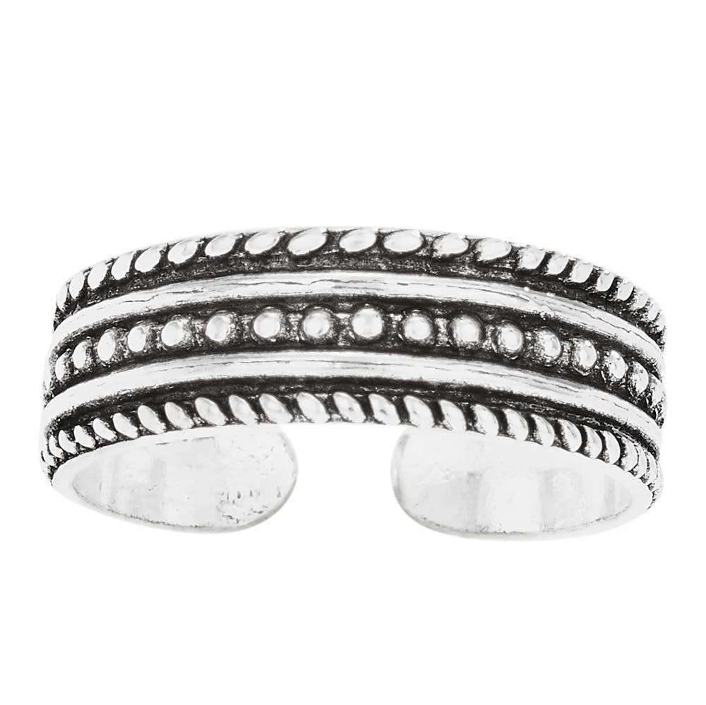 Oxidized Dotted Lines Sterling Silver Toe Ring