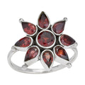 Crimson Bloom Garnet Sterling Silver Ring