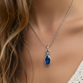 September Birthstone Necklace: Sapphire & Sterling Silver