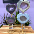 Amethyst Agate Heart Crystal with Stand