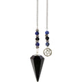 Black Obsidian Hexagonal Pendulum with Pentacle Charm