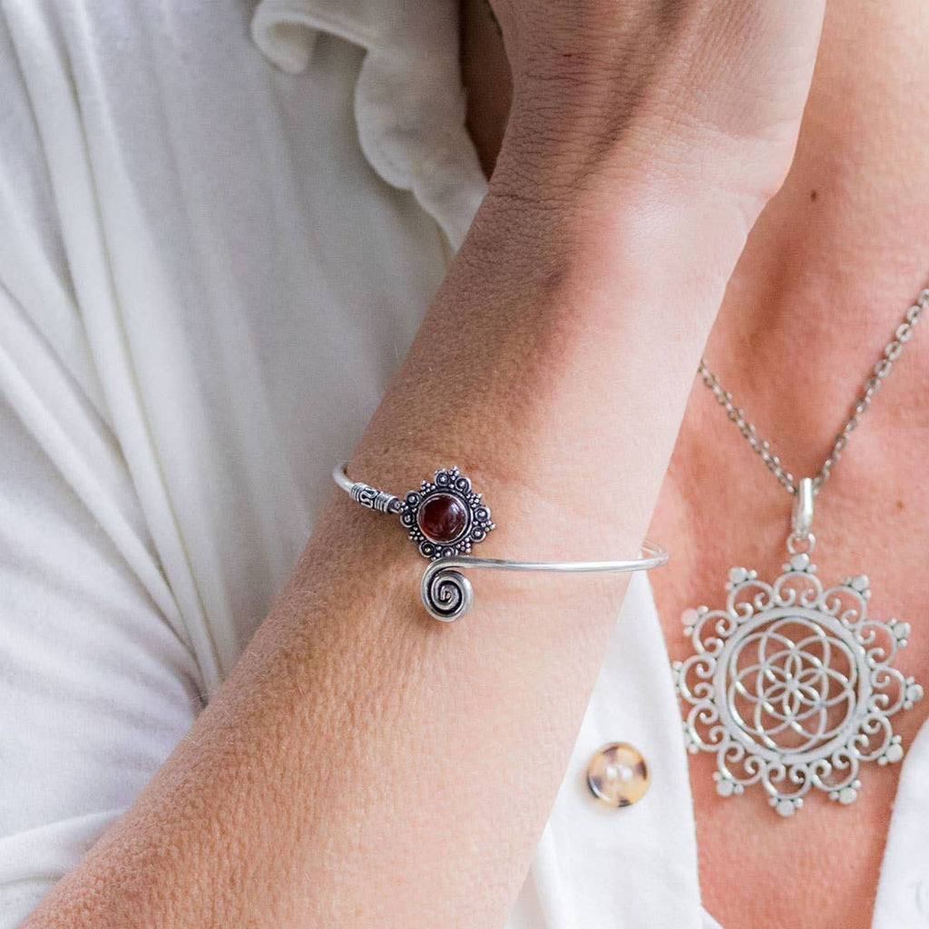 Tanvi Collection: Silver Stone Cuff Bracelet